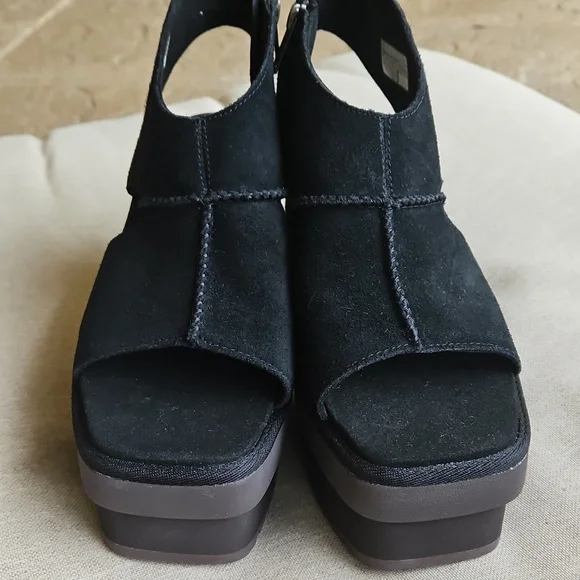 Ugg New Heights Platform Sandals Black Suede Zip Side, Sz: 10 NWT - Picture 5 of 9